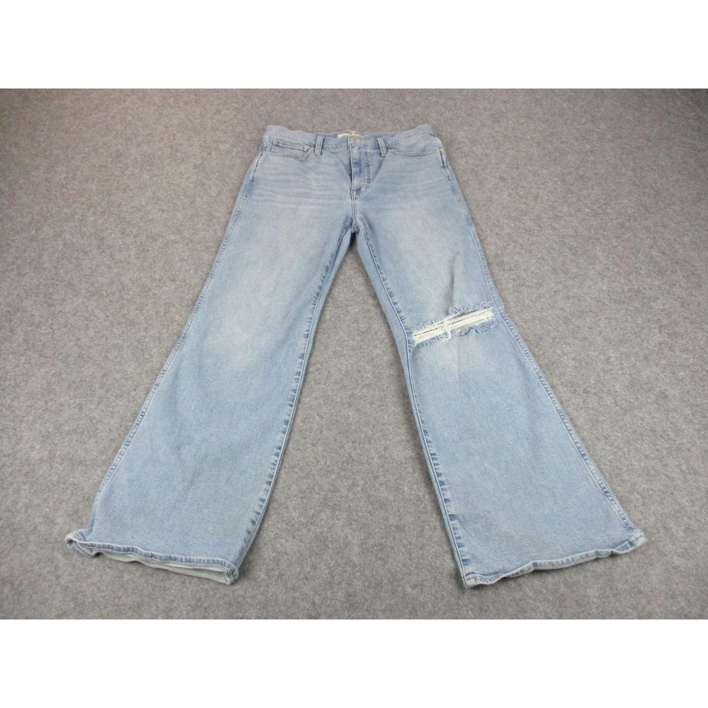Madewell Jeans Womens 30 P Blue High Rise Flare Light Wash Denim Distressed